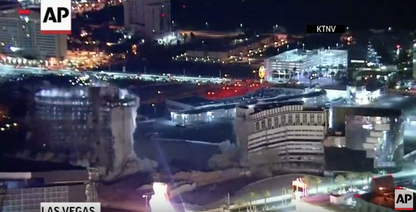 Watch: Implosion of last tower of famed Vegas hotel and casino